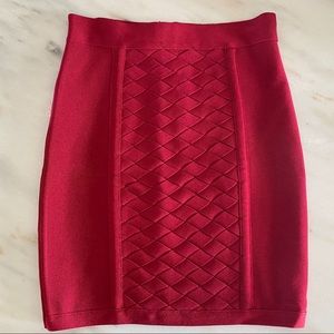 NWT bebe Red Basketweave Knit Detail Bodycon Skirt